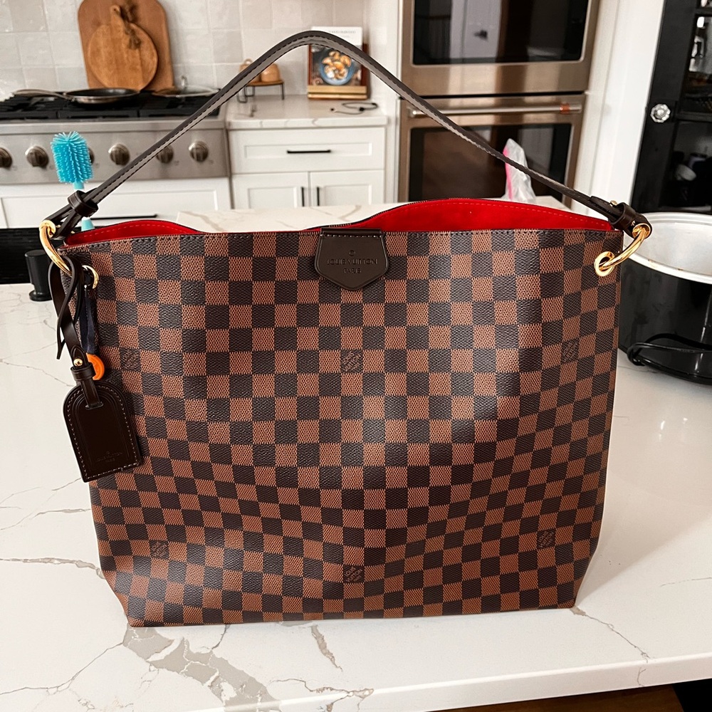 Brown Checkered Tote Bag